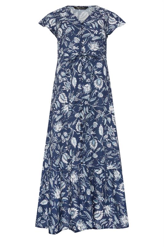 M&Co Petite Blue Floral Print Tiered Midi Dress | M&Co 5
