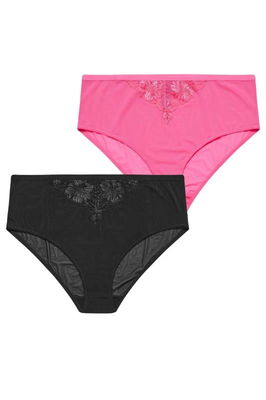 YOURSET 2 PACK Plus Size Pink & Black Briefs | Yours Clothing 1