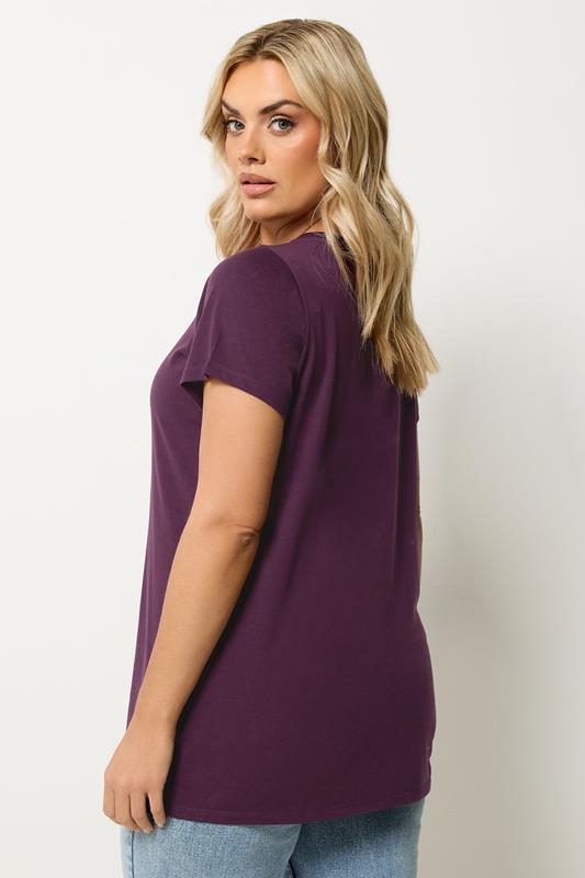 YOURS Plus Size Dark Purple Core T-Shirt | Yours Clothing 2