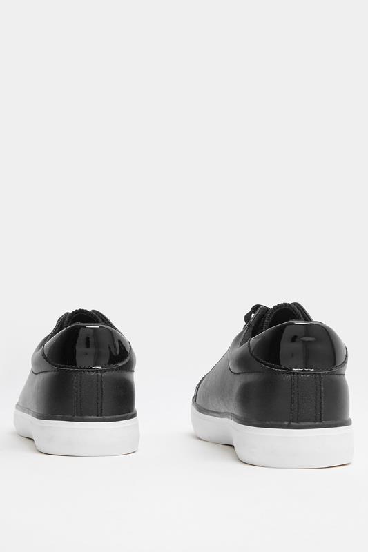 Black Faux Leather Lace Up Trainers In Extra Wide EEE Fit | Yours Clothing 4