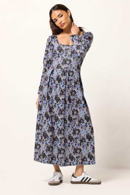 PixieGirl Petite Women's Grey Abstract Midi Dress | PixieGirl 1