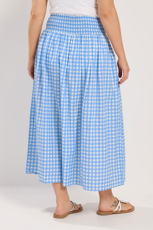 YOURS Plus Size Blue Gingham Maxi Skirt | Yours Clothing 2