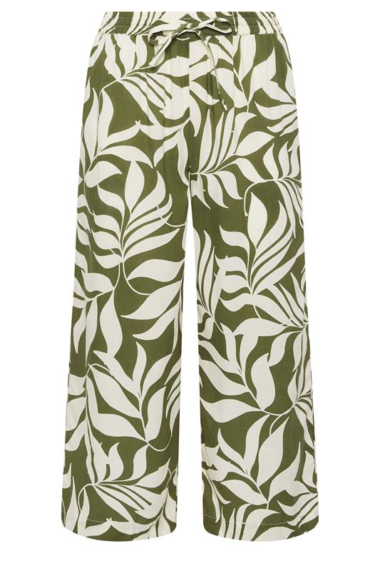 M&Co Khaki Green Leaf Print Cropped Trousers | M&Co 5