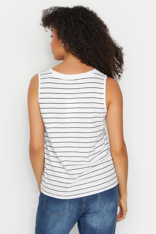 M&Co White Striped Sleeveless Notch Neck Cotton Vest Top | M&Co 4