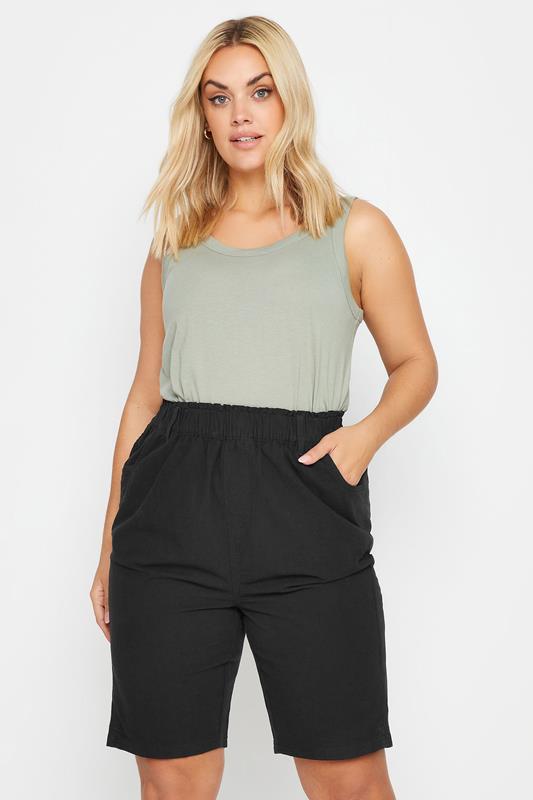 YOURSET 2 PACK Plus Size Black & White Cool Cotton Shorts | Yours Clothing 2