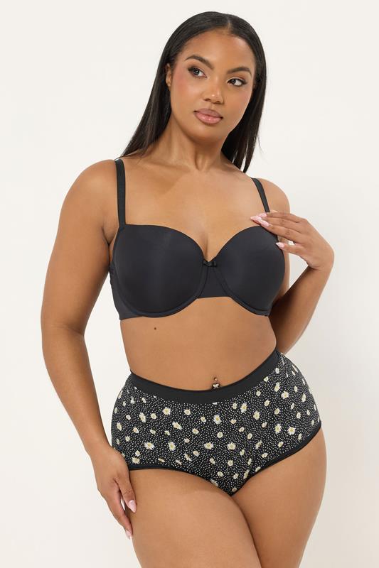 YOURSET 5 PACK Plus Size Black & Yellow Daisy Full Briefs | Yours Clothing 4