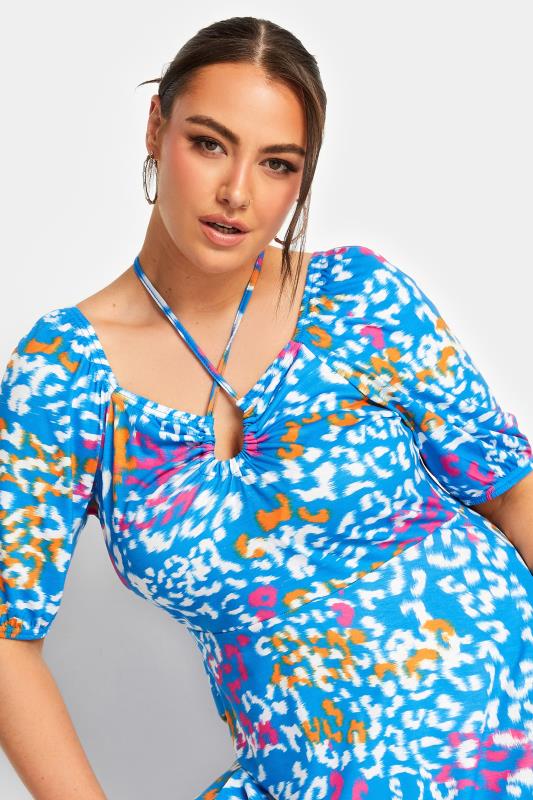 LIMITED COLLECTION Plus Size Blue Animal Print Tie Front Maxi Dress | Yours Clothing 5