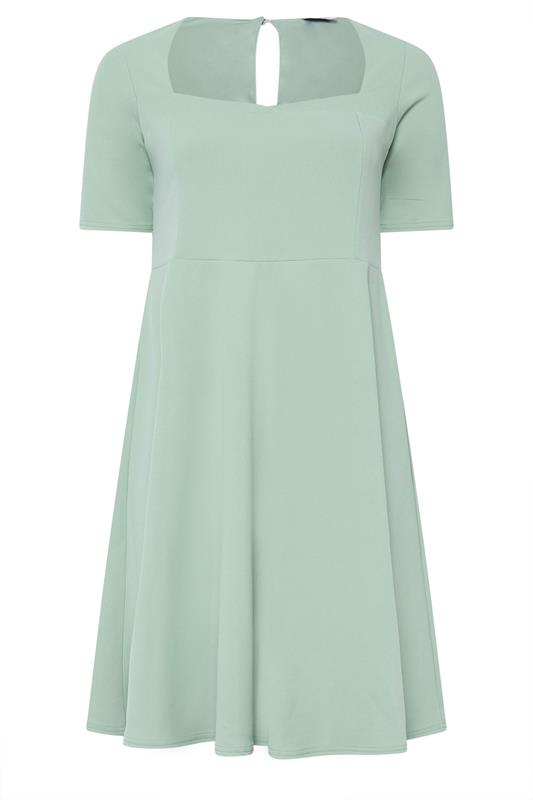 YOURS LONDON Plus Size Sage Green Panel Skater Dress | Yours Clothing 6