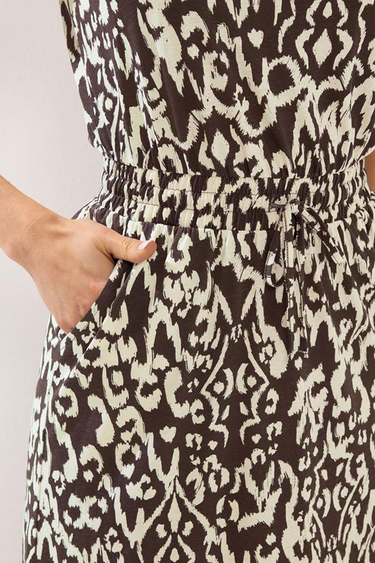 LTS Tall Women's Chocolate Brown Aztec Tie Waist Cotton Maxi Dress | Long Tall Sally 4