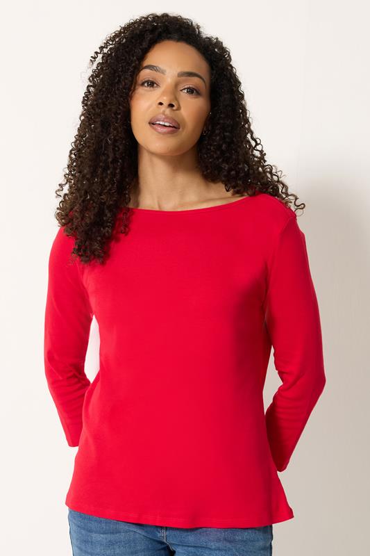  M&Co Red Cotton Top