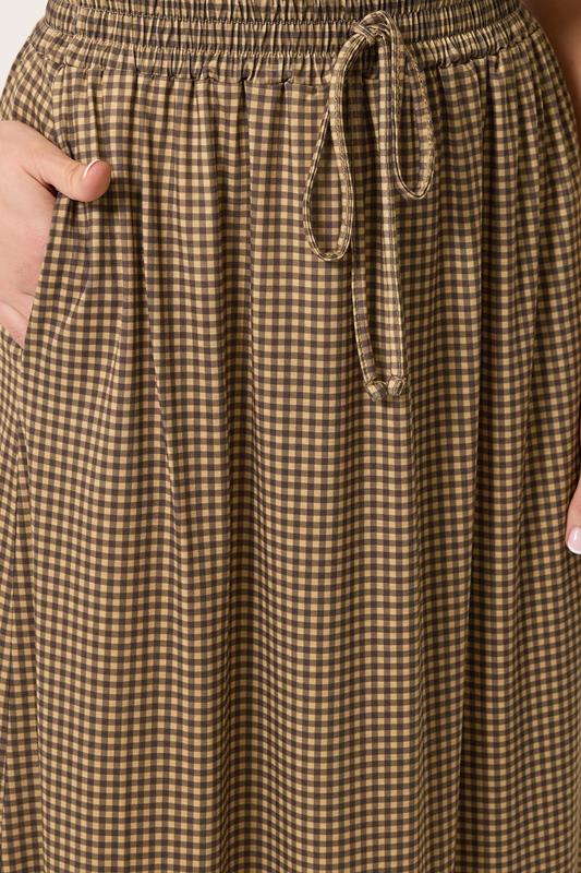 LTS Tall Women's Chocolate Brown Gingham Shirred Maxi Skirt | Long Tall Sally 4