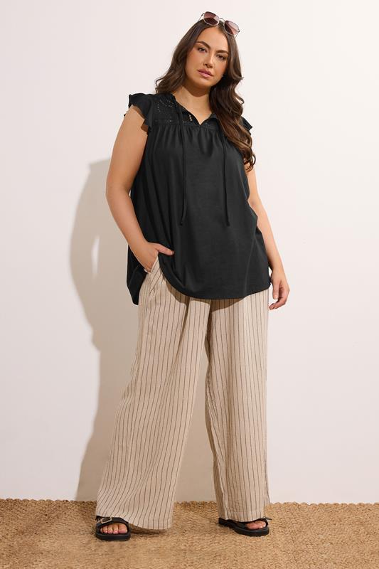 EVANS Plus Size Black Cutwork Tie Neck Blouse Modal | Evans 4