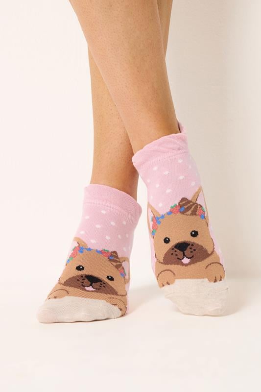 YOURSET 4 PACK Plus Size Pink Brunch Print Trainer Liner Socks | Yours Clothing 2