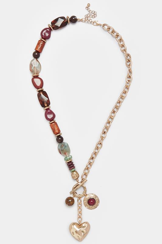Gold & Red Beaded Statement Necklace