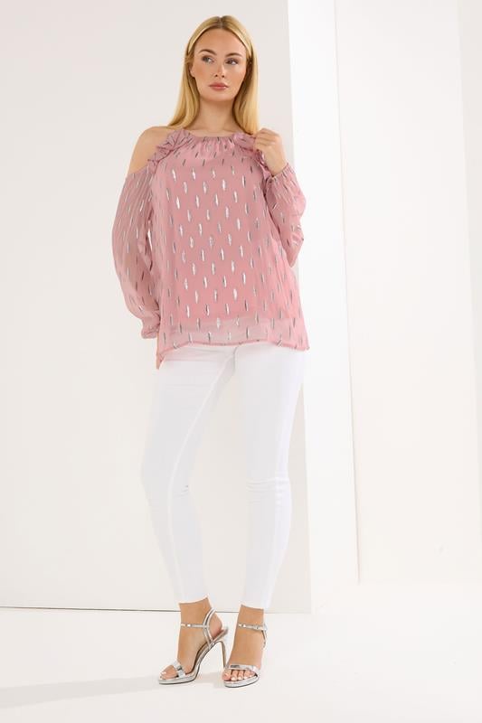 STAR Pink Metallic Cold Shoulder Top | StarByJM 2