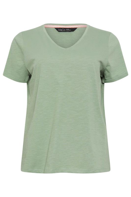 M&Co Pale Green V-Neck Cotton T-Shirt | M&Co 5