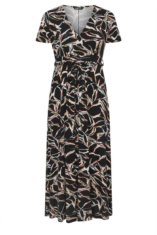 YOURS Curve Black Abstract Wrap Maxi Dress