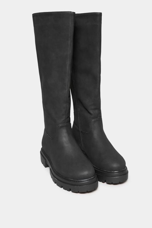 LIMITED COLLECTION Black Chunky Calf Boots In Wide E Fit & Extra Wide EEE Fit | Yours Clothing 2