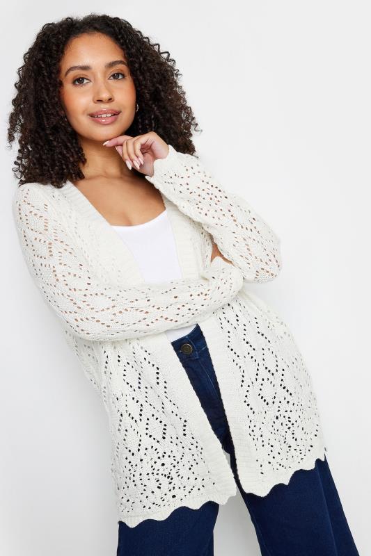 Women's  M&Co Petite Ivory White Crochet Cardigan