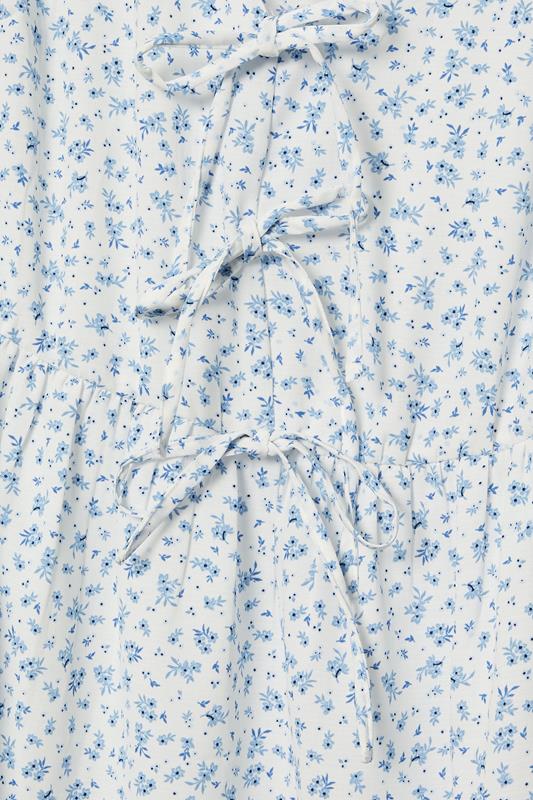 YOURS Plus Size Light Blue Ditsy Floral Tie Front Peplum Top | Yours Clothing 6