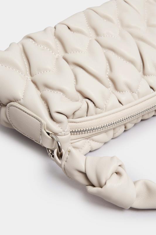 Cream Quilted Knot Strap Bag | Yours Clothing 4