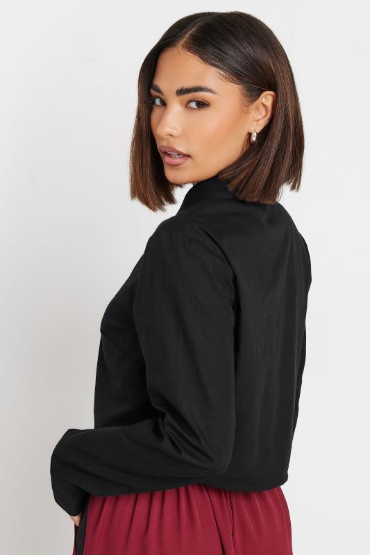 PixieGirl Petite Women's Black Long Sleeve Cotton Cropped Shirt | PixieGirl 4