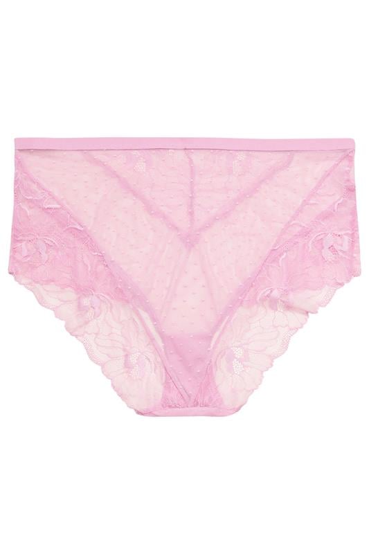 YOURS Plus Size Pink Floral Lace Brazilian Briefs | Yours Clothing 6