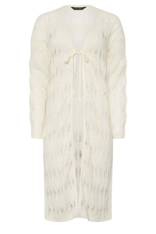 PixieGirl Petite Women's Ivory White Crochet Maxi Tie Cardigan | PixieGirl 6
