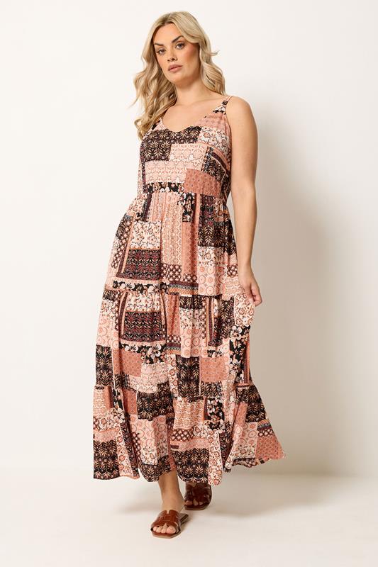 YOURS Curve Orange Terracotta Tiered Maxi Dress