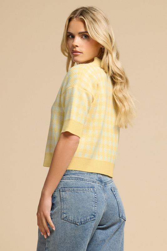 PixieGirl Petite Women's Yellow Knitted Gingham Cardigan | PixieGirl 2