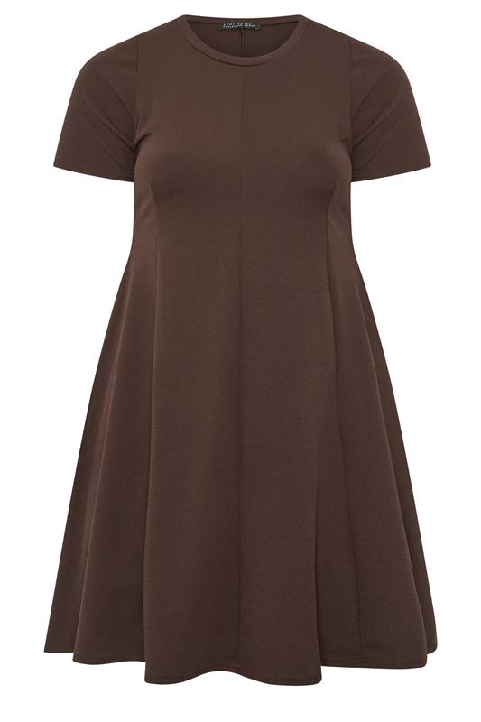 LIMITED COLLECTION Curve Chocolate Brown Skater Dress | Yours Clothing 5
