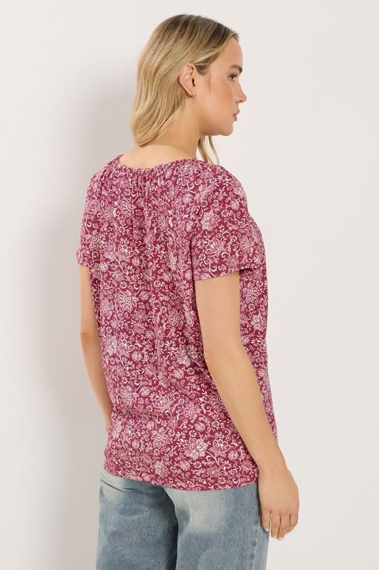 LTS Tall Women's Red Paisley Print Bubble Hem T-Shirt | Long Tall Sally 2