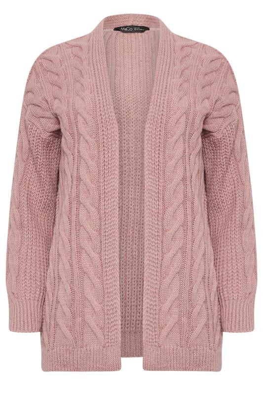 M&Co Petite Pink Chunky Cable Knit Cardigan | M&Co 5