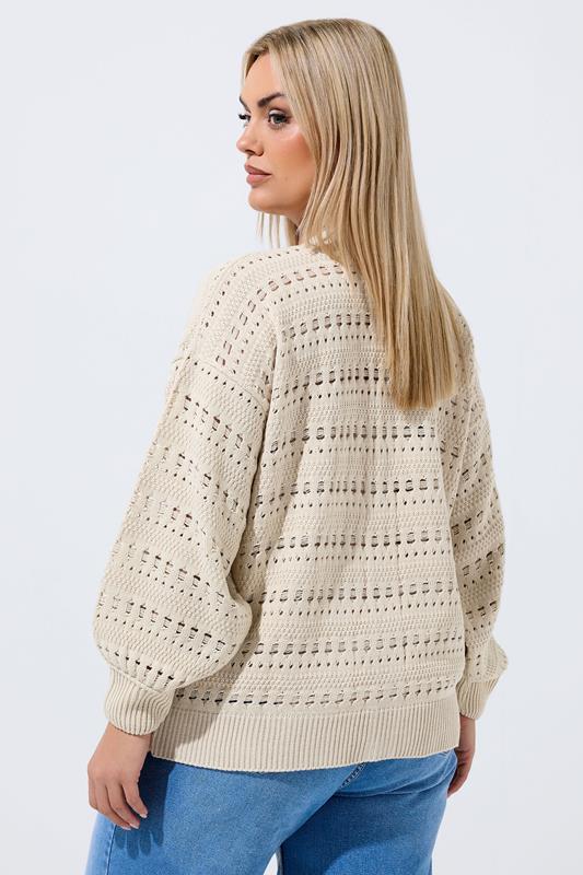 LIMITED COLLECTION Plus Size Cream Crochet Balloon Sleeve Cardigan | Yours Clothing 2