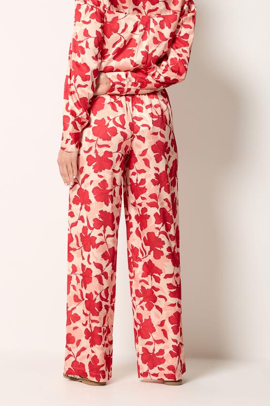 LTS Tall Women's Pink Floral Satin Wide Leg Trousers | Long Tall Sally 4