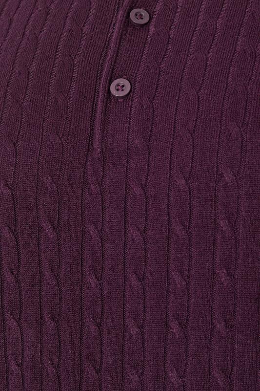 BadRhino Big & Tall Plum Purple Cable Knit Polo Shirt | BadRhino 7