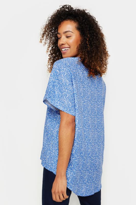 M&Co Blue Ditsy Floral Print Button Through Shirt | M&Co 3