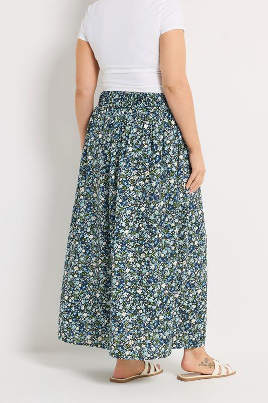 YOURS Plus Size Blue Ditsy Floral Midaxi Skirt | Yours Clothing 2