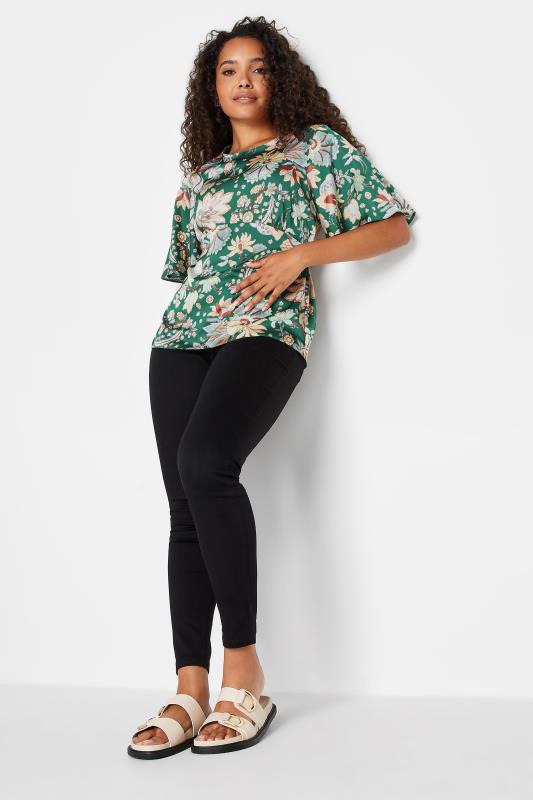 M&Co Dark Green Floral Tie Back Blouse | M&Co 2