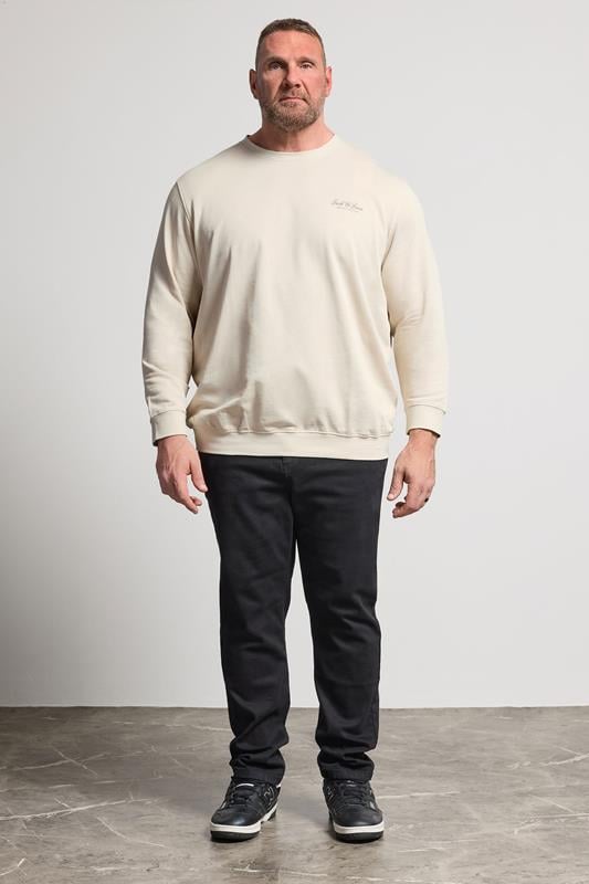 JACK & JONES Big & Tall Moonbeam White Printed Crew Neck Sweatshirt | BadRhino 1