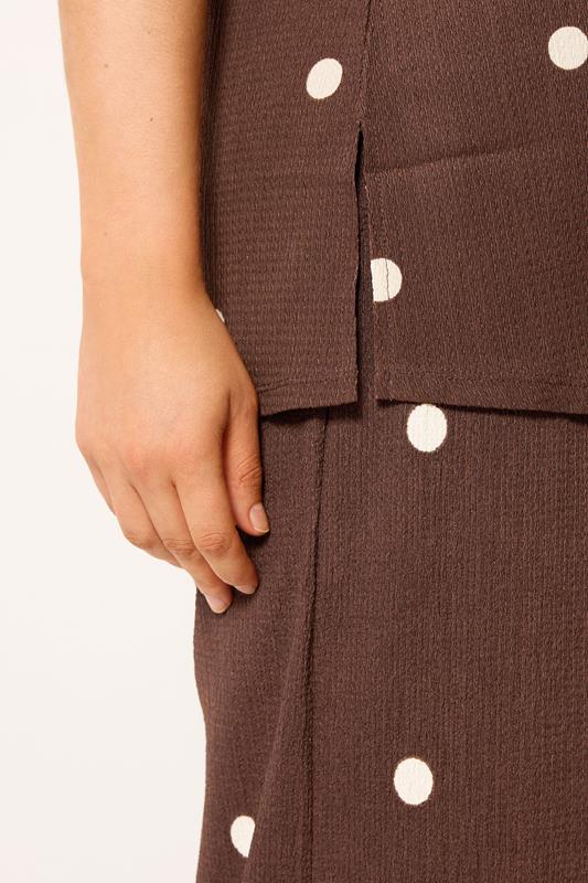 YOURS Plus Size Chocolate Brown Polka Dot Textured Waistcoat | Yours Clothing 5