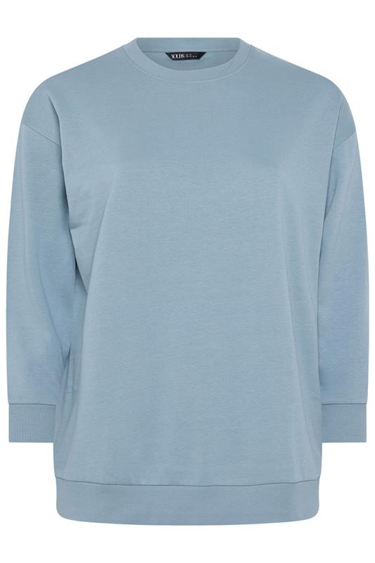 YOURS Plus Size Dusky Blue Sweatshirt | Yours Clothing 5