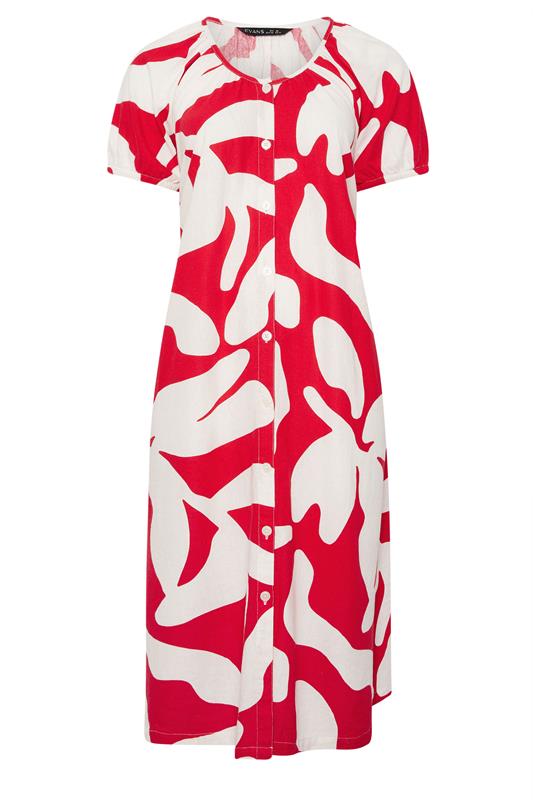 EVANS Plus Size Red Premium Linen Abstract Print Maxi Dress | Evans 7