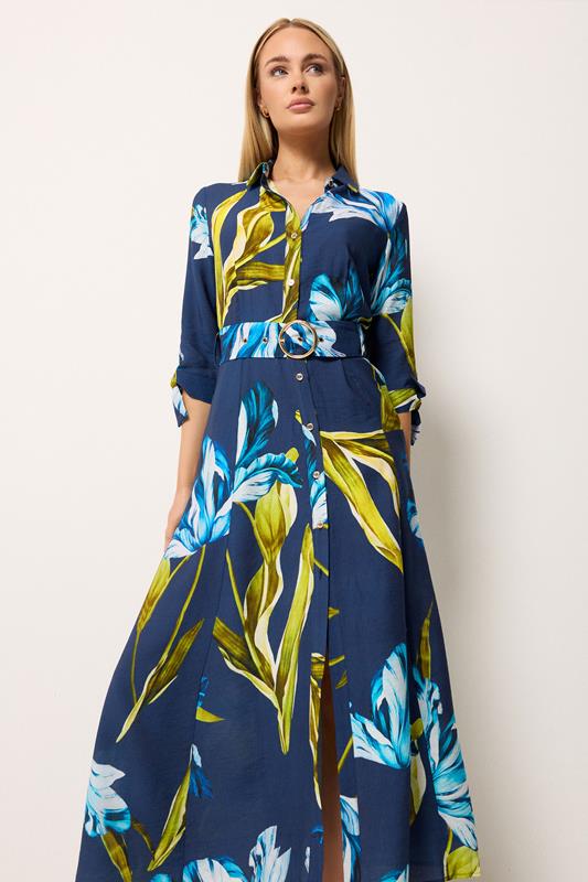 STAR Blue Floral Print Shirt Dress | StarByJM 1