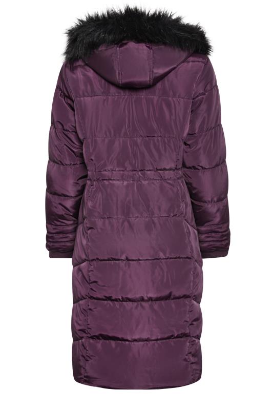 M&Co Purple Faux Fur Trim Padded Coat | M&Co 8