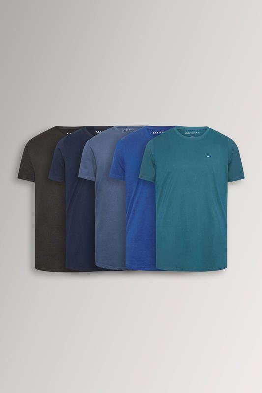 BadRhino Big & Tall 5 PACK Blue & Black Core T-Shirts