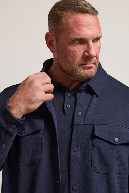 BadRhino Big & Tall Navy Blue Textured Jersey Shacket | BadRhino 5