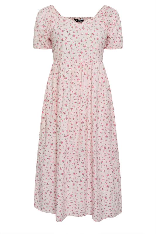 YOURS Plus Size Pink Ditsy Print Maxi Dress | Yours Clothing 6