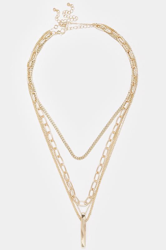  YOURSET 2 PACK Gold Tone Layered Chain Necklace Set