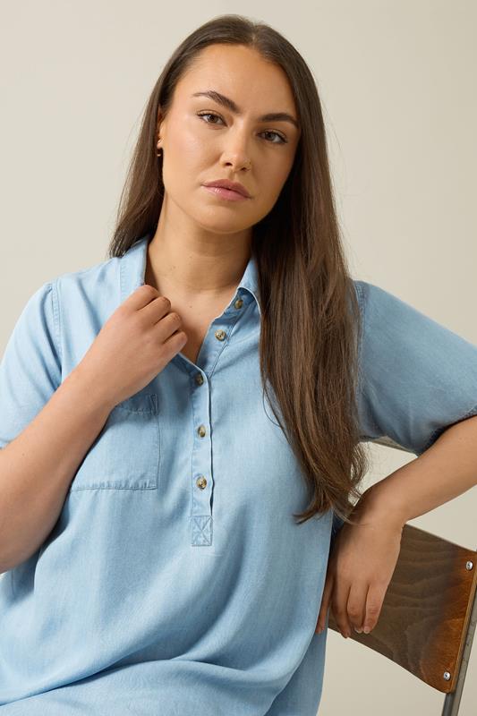 EVANS Plus Size Light Blue Lyocell Denim Dress | Evans 5